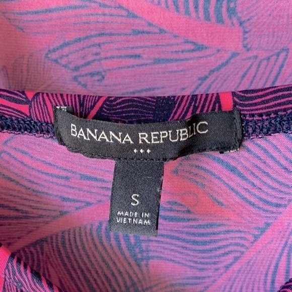 BANANA REPUBLIC Pink Palm Print Cross Back Sleeveless Dress - Picture 6 of 8